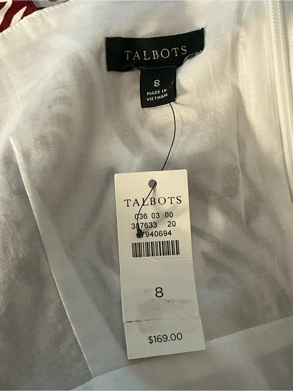 Talbots White and Burgundy Printed Maxi Dress Size 8 - Picture 9 of 12